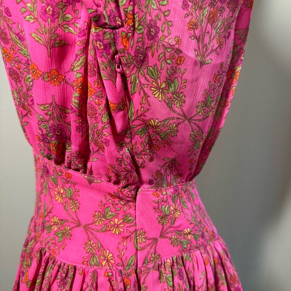 NWT OLIVACEOUS Pink Green Floral Mini Dress Women’s Size Medium - Picture 4 of 6